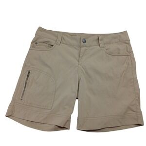 Prana Halle Shorts Khaki Tan Hiking Outdoor Stretch Zion W3HAZE115 Womens Size 2